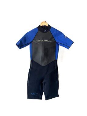O'Neill Hammer Youth Spring Wetsuit Short Sleeve Shorty Black Blue Size 8-10